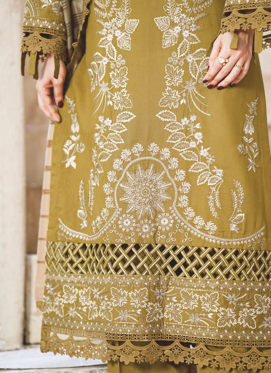 Embroidered Winter Collection with Jacquard Luxury Wool Shawl