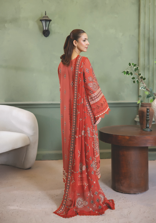 Embroidered Resham Karandi 3 Piece Suit with Chiffon Dupatta