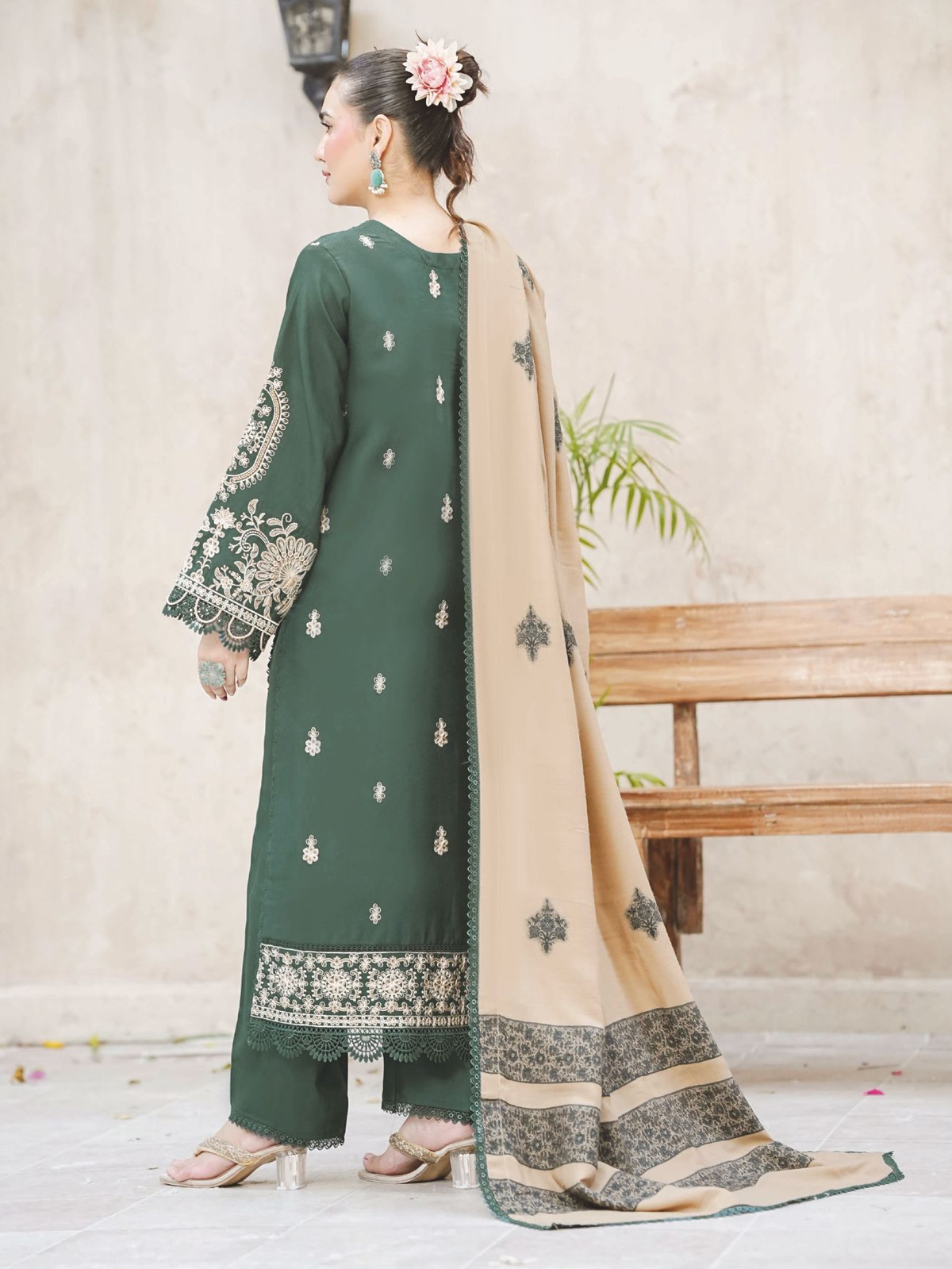 Embroidered Luxury Winter Suit with Premium Jacquard Wool Shawl
