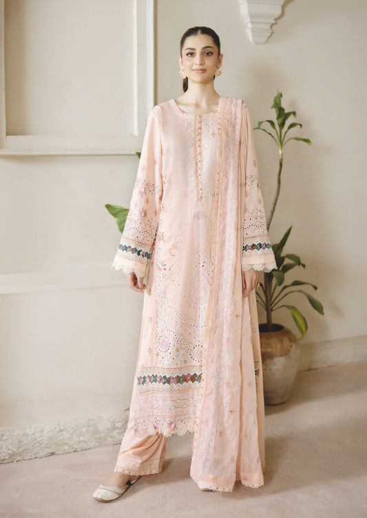 Luxury Resham Embroidered Karandi Dress | Embroidered Bamber Chiffon Dupatta | Winter Wear