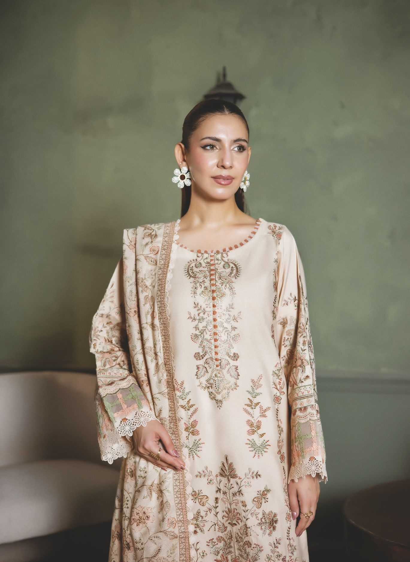 Premium Winter Collection with Embroidered Shawl
