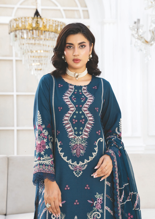 Elegant Embroidered Resham Karandi with Bamber Chiffon Dupatta