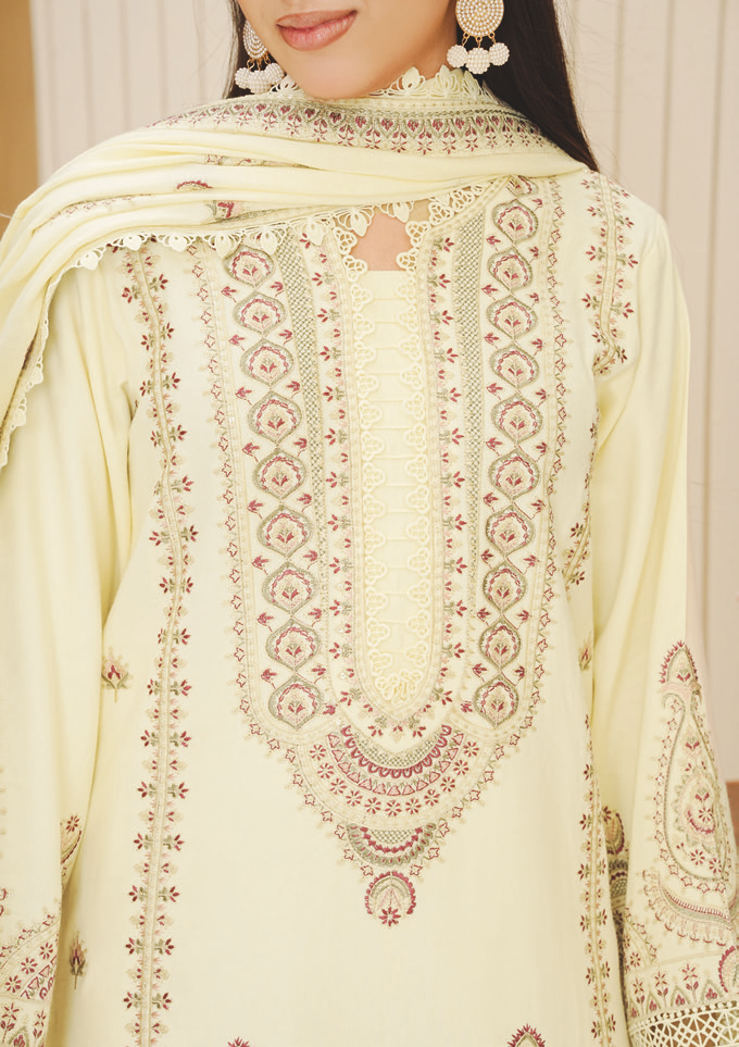 Embroidered Peach Leather Suit with Embroidered Luxury Wool Shawl