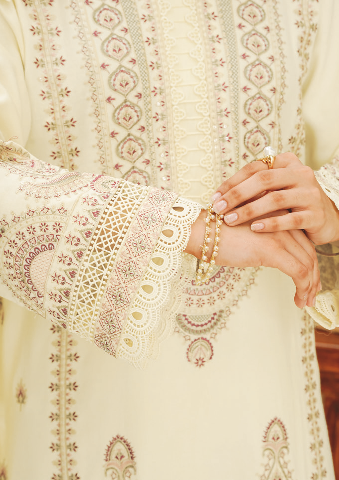 Embroidered Peach Leather Suit with Embroidered Luxury Wool Shawl