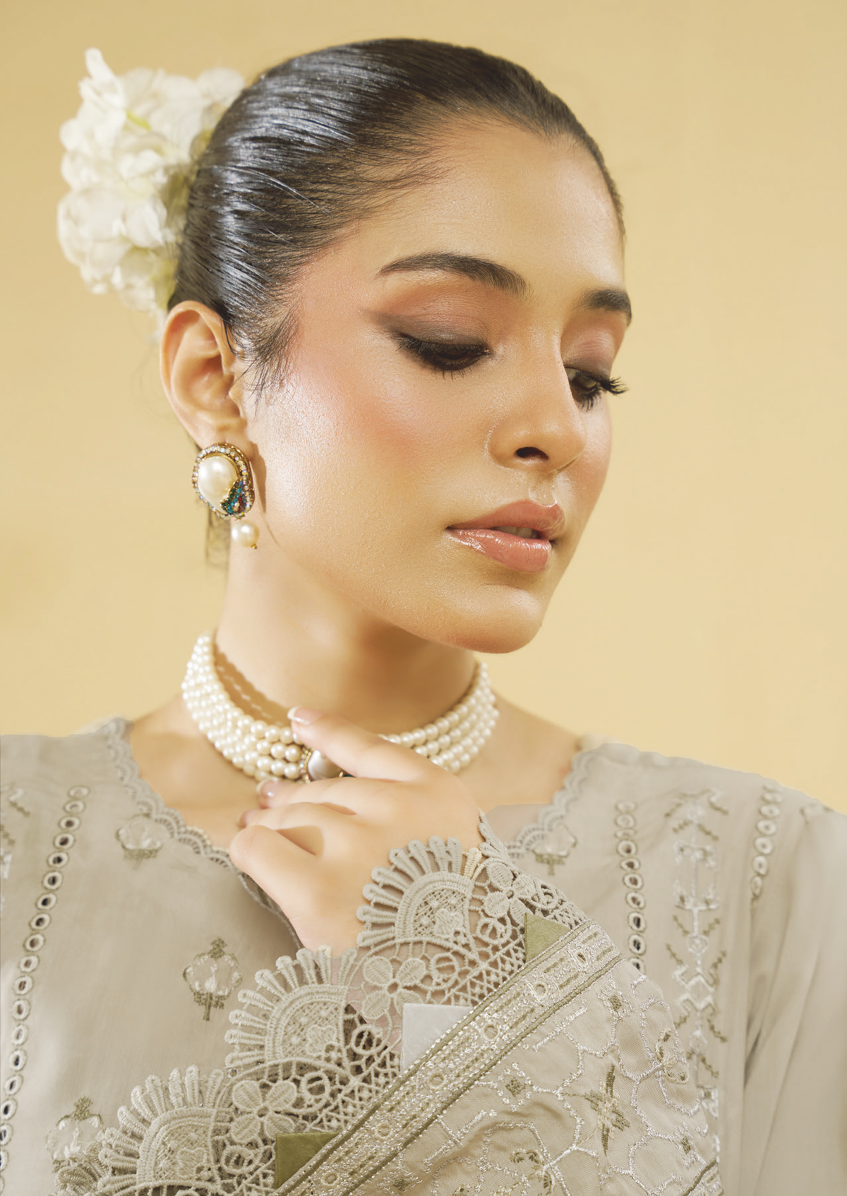 Embroidered Silk Viscose 3 Piece Suit with Embroidered Bamber Chiffon Dupatta | Luxury Winter Collection