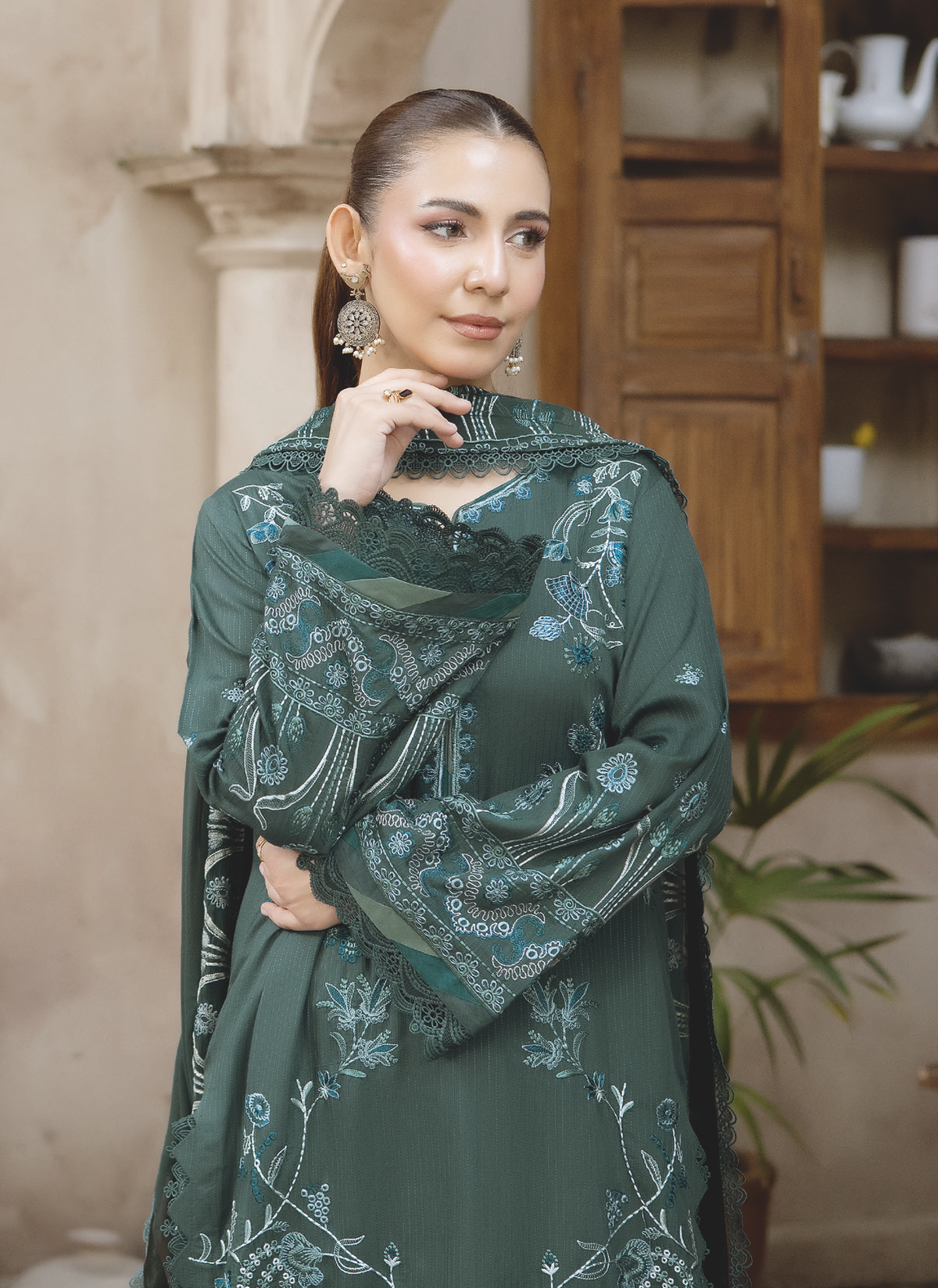 Embroidered Silk Viscose 3-Piece Collection with Bamber Chiffon Dupatta