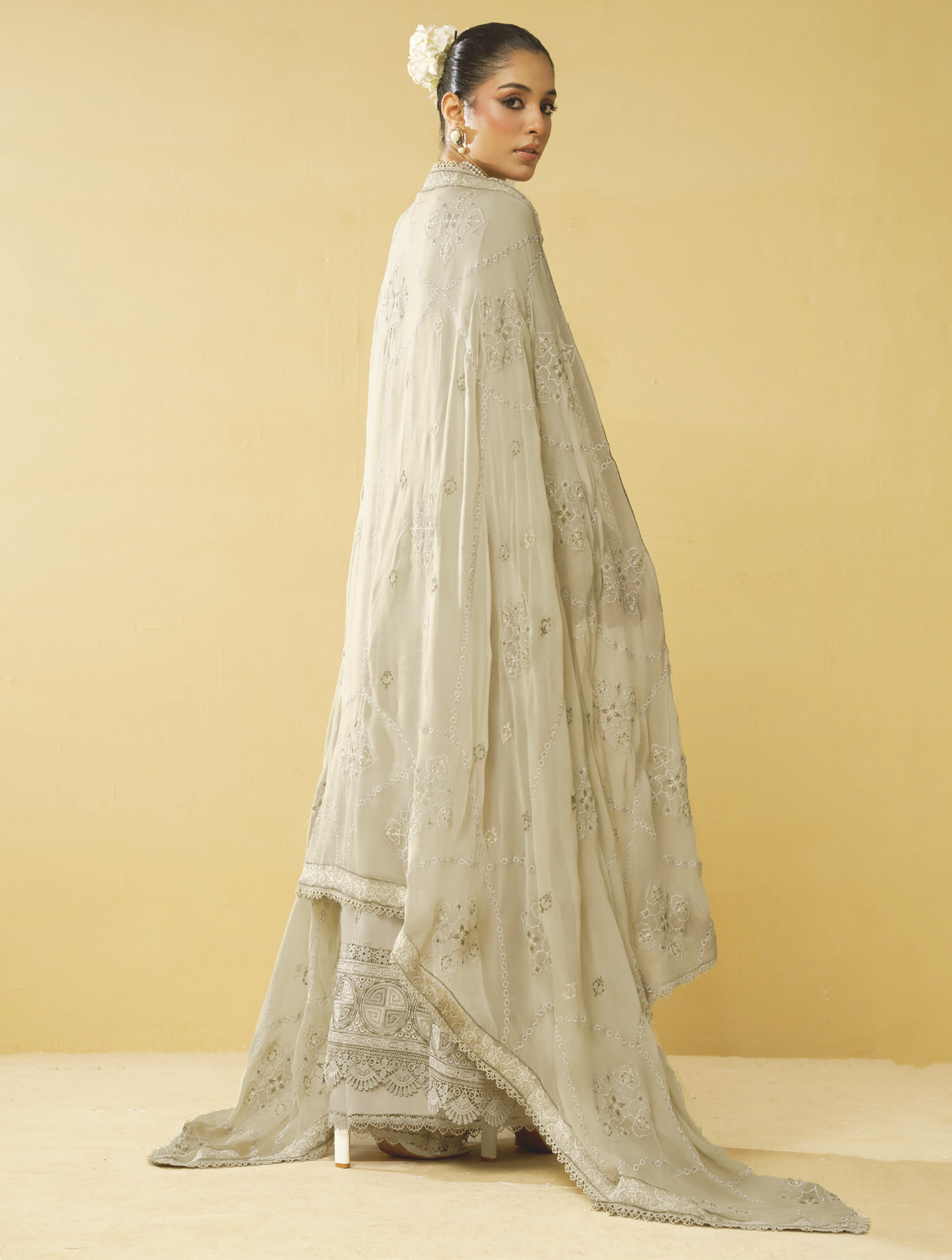 Embroidered Silk Viscose 3 Piece Suit with Embroidered Bamber Chiffon Dupatta | Luxury Winter Collection