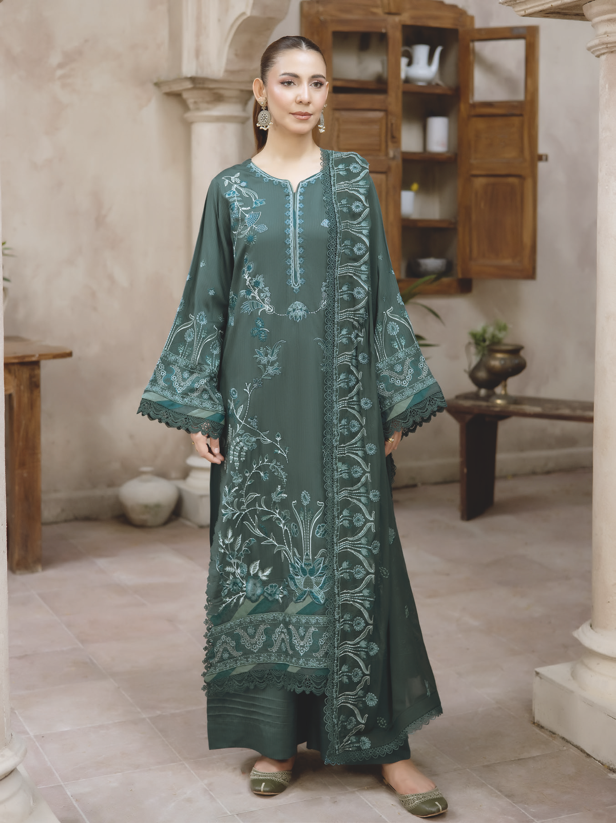 Embroidered Silk Viscose 3-Piece Collection with Bamber Chiffon Dupatta