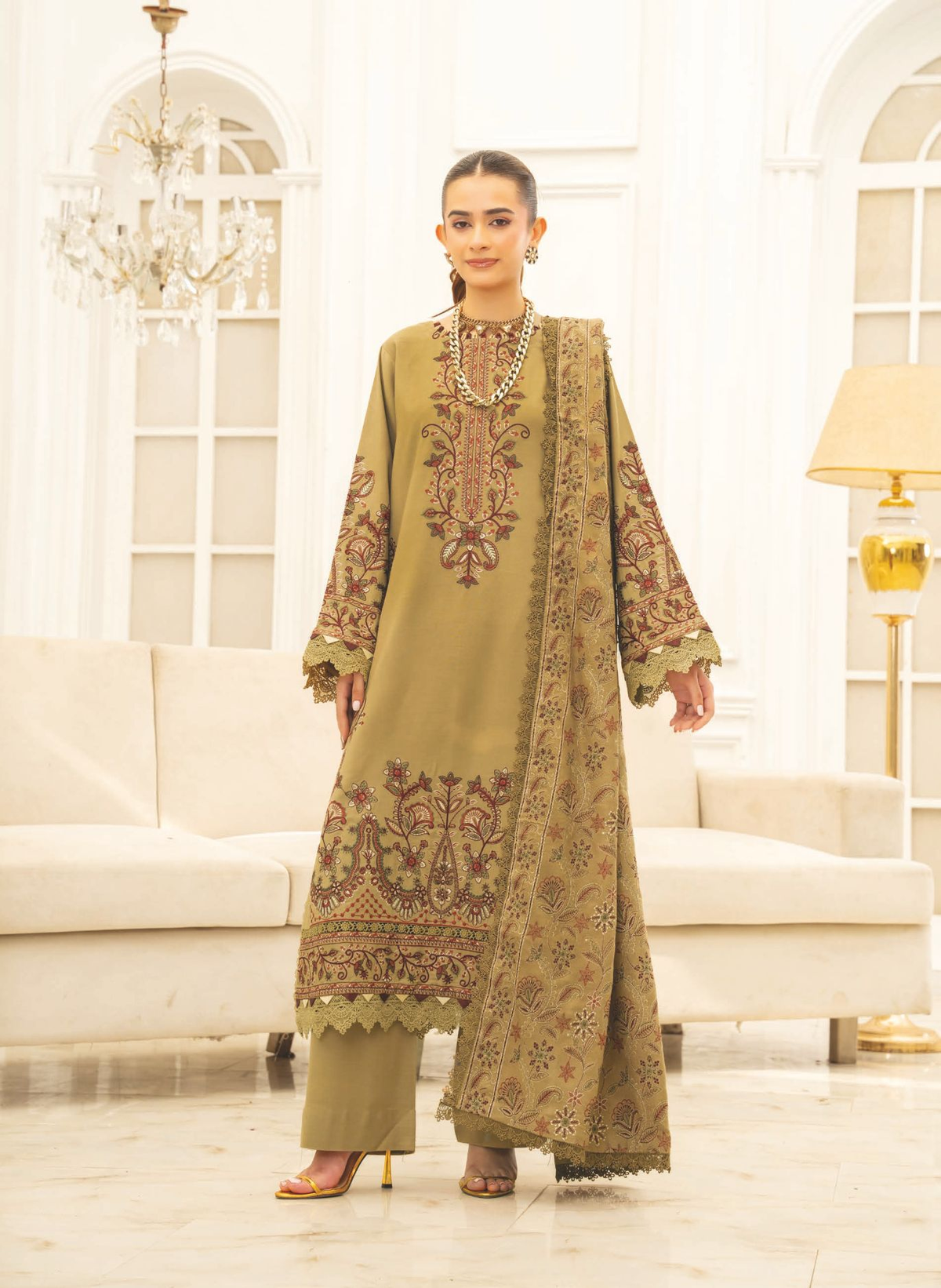 Elegant Embroidered Winter Collection with Premium Shawl