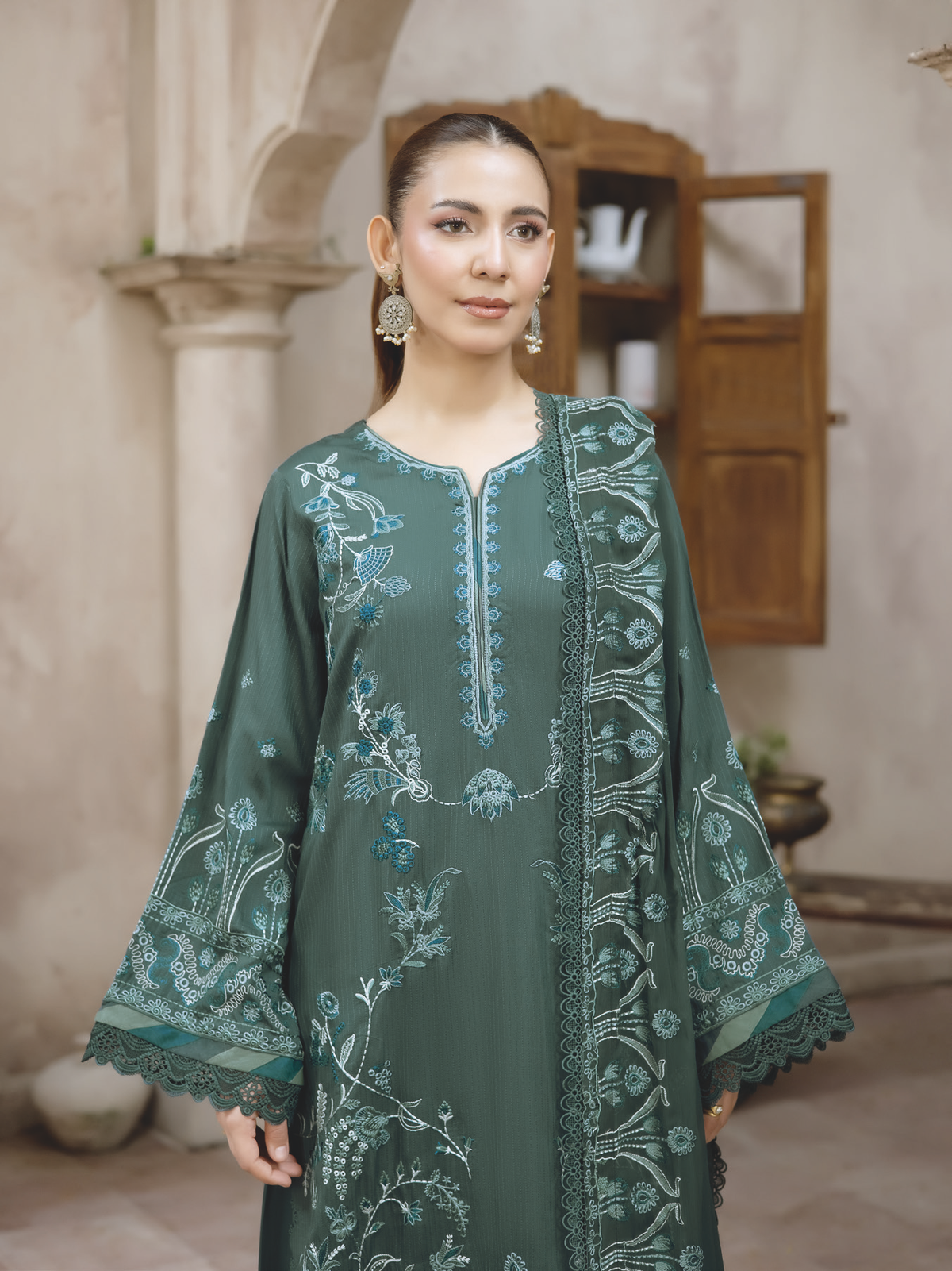 Embroidered Silk Viscose 3-Piece Collection with Bamber Chiffon Dupatta