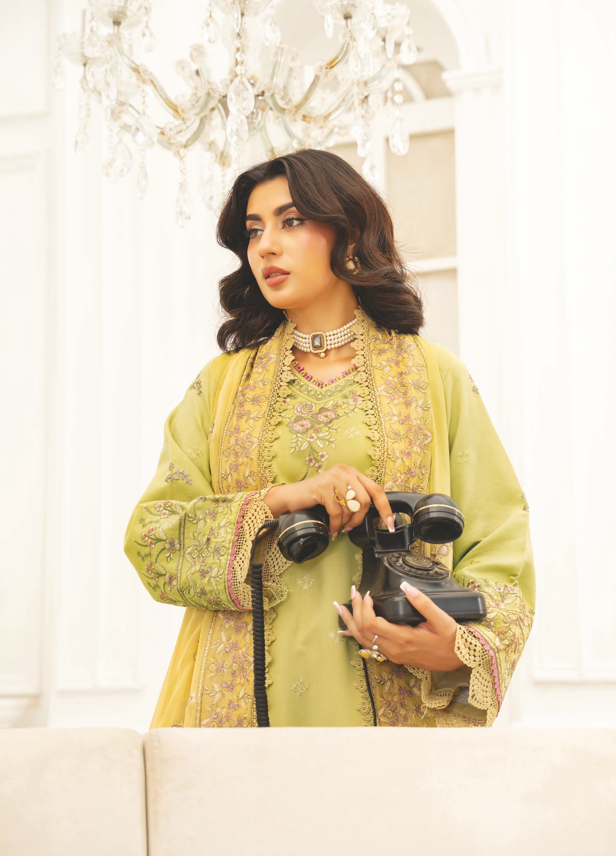 Embroidered Resham Karandi with Embroidered Bamber Chiffon Dupatta