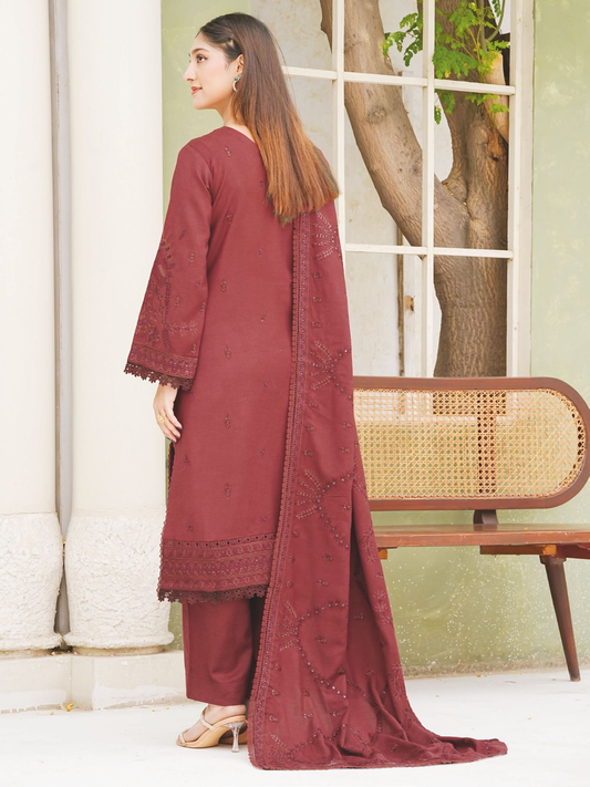 Embroidered Peach Leather Suit with Embroidered Luxury Wool Shawl
