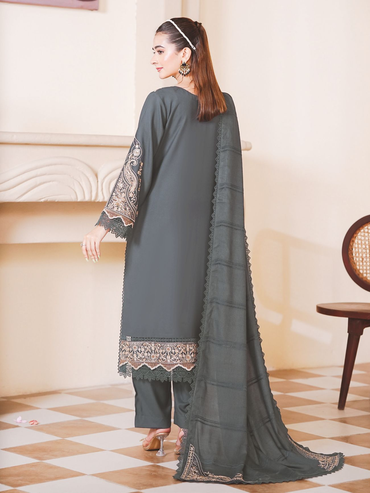 Premium Embroidered Winter Collection with Luxury Jacquard Shawl