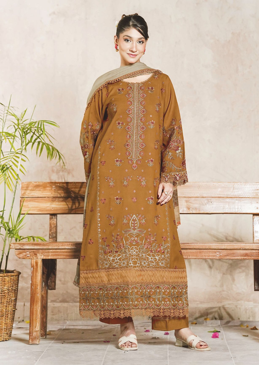Embroidered Luxury Winter Suit with Premium Jacquard Wool Shawl
