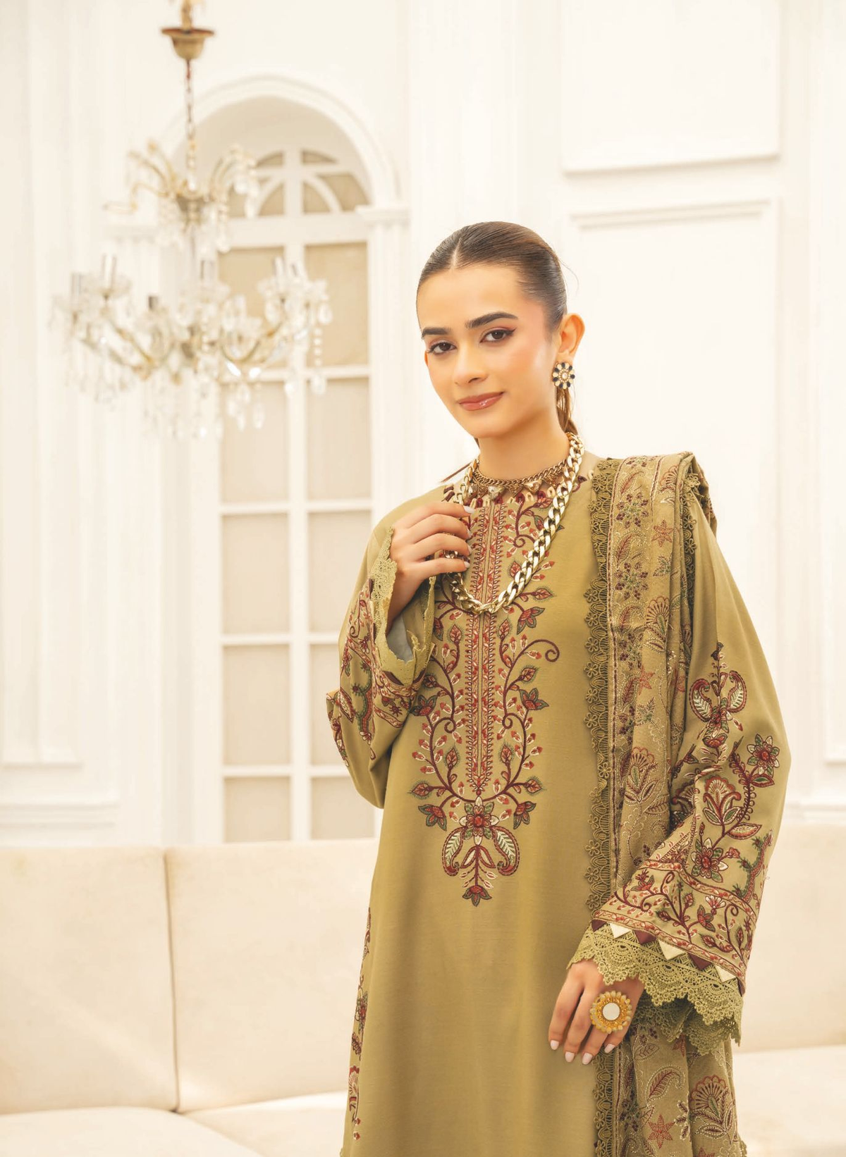 Elegant Embroidered Winter Collection with Premium Shawl