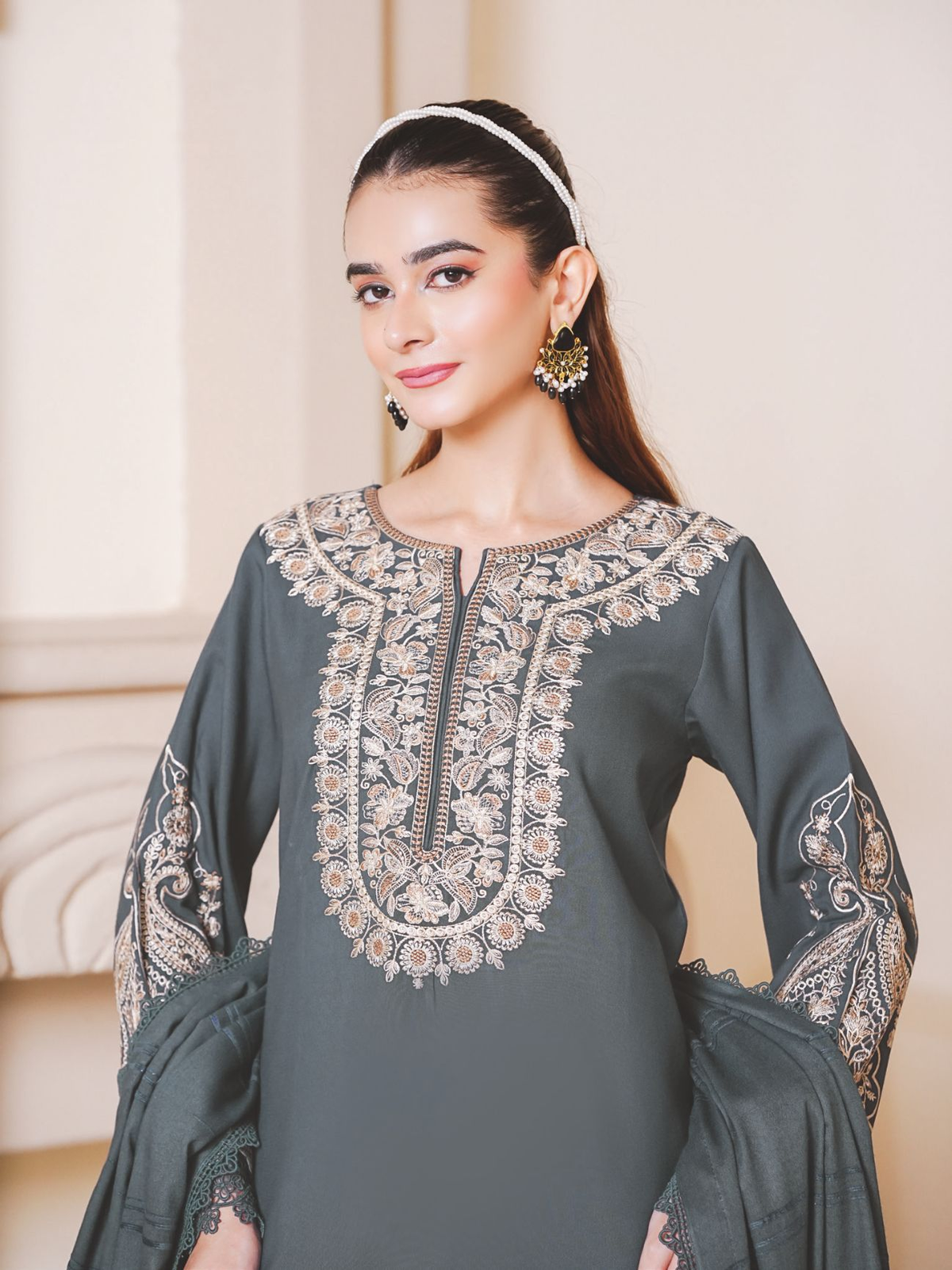 Premium Embroidered Winter Collection with Luxury Jacquard Shawl