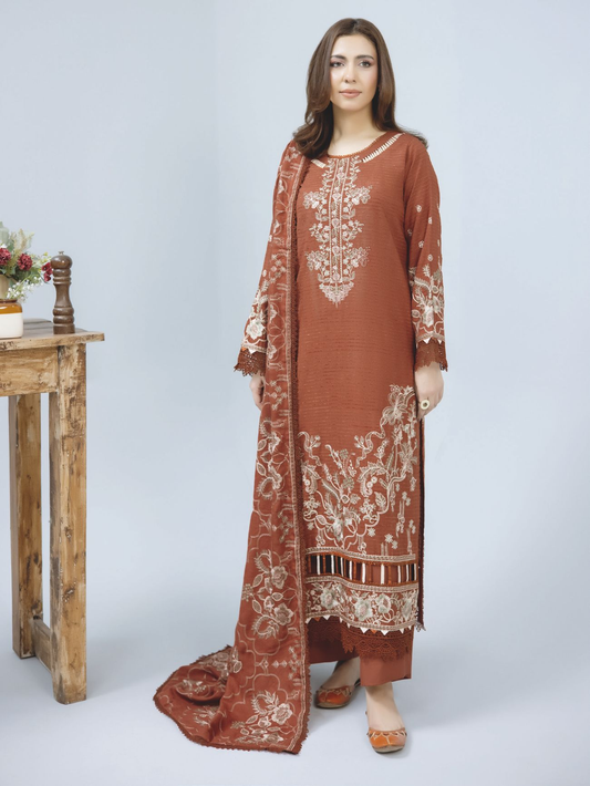 Premium Embroidered Winter Collection with Elegant Wool Shawl