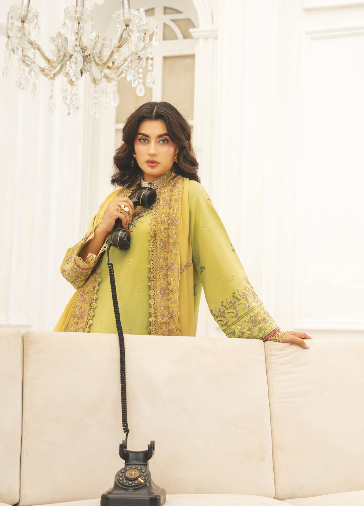 Embroidered Resham Karandi with Embroidered Bamber Chiffon Dupatta