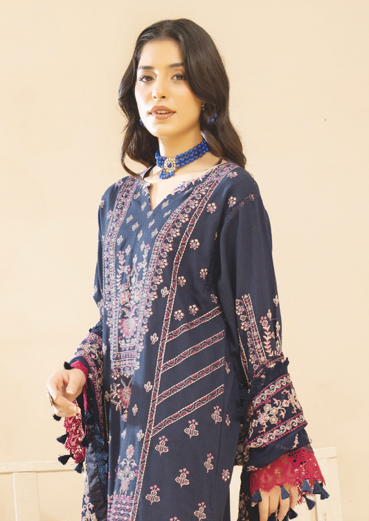 Premium Embroidered Karandi 3 Piece Suit | Resham Embroidery with Bamber Chiffon Dupatta