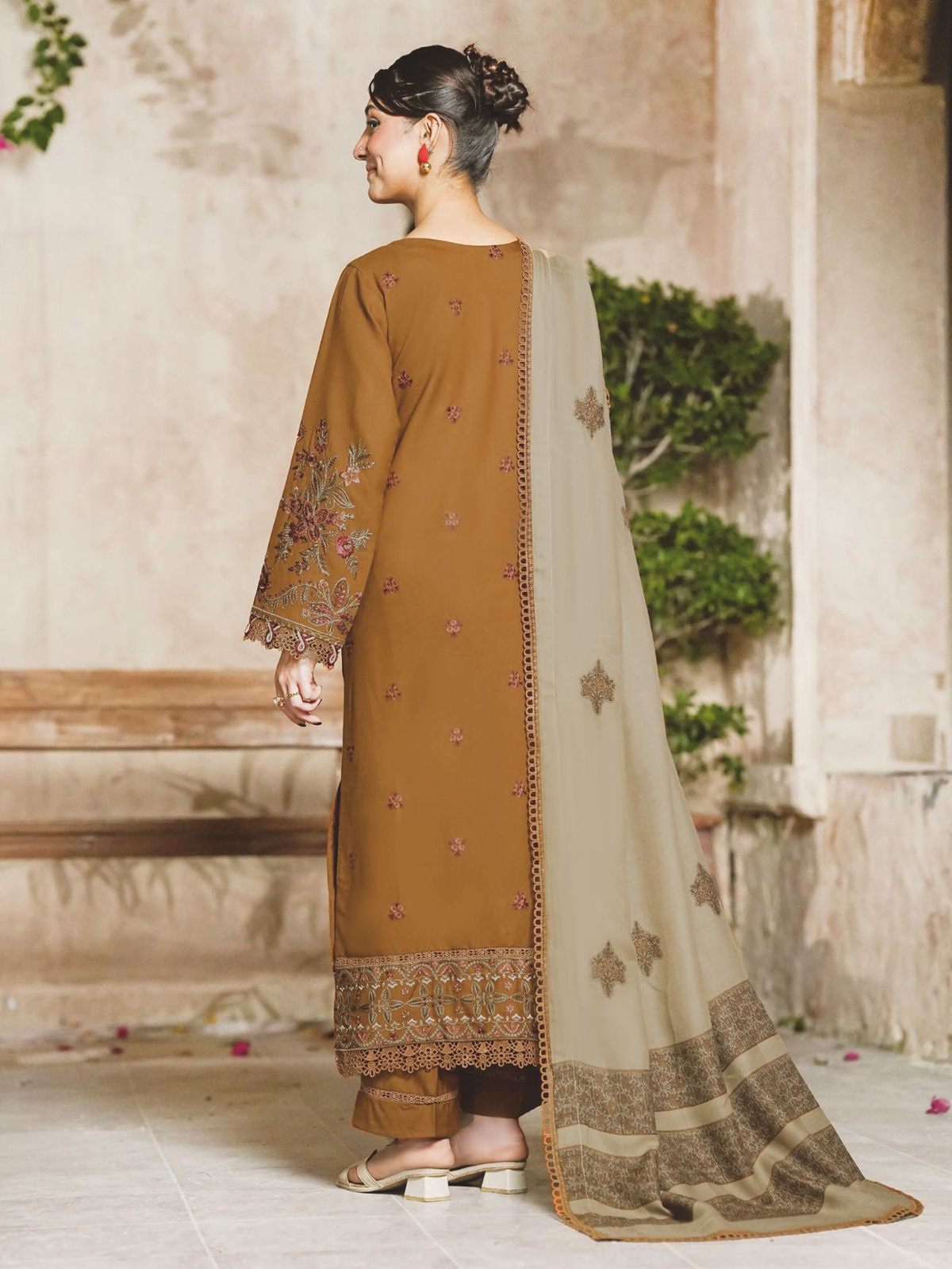 Embroidered Luxury Winter Suit with Premium Jacquard Wool Shawl