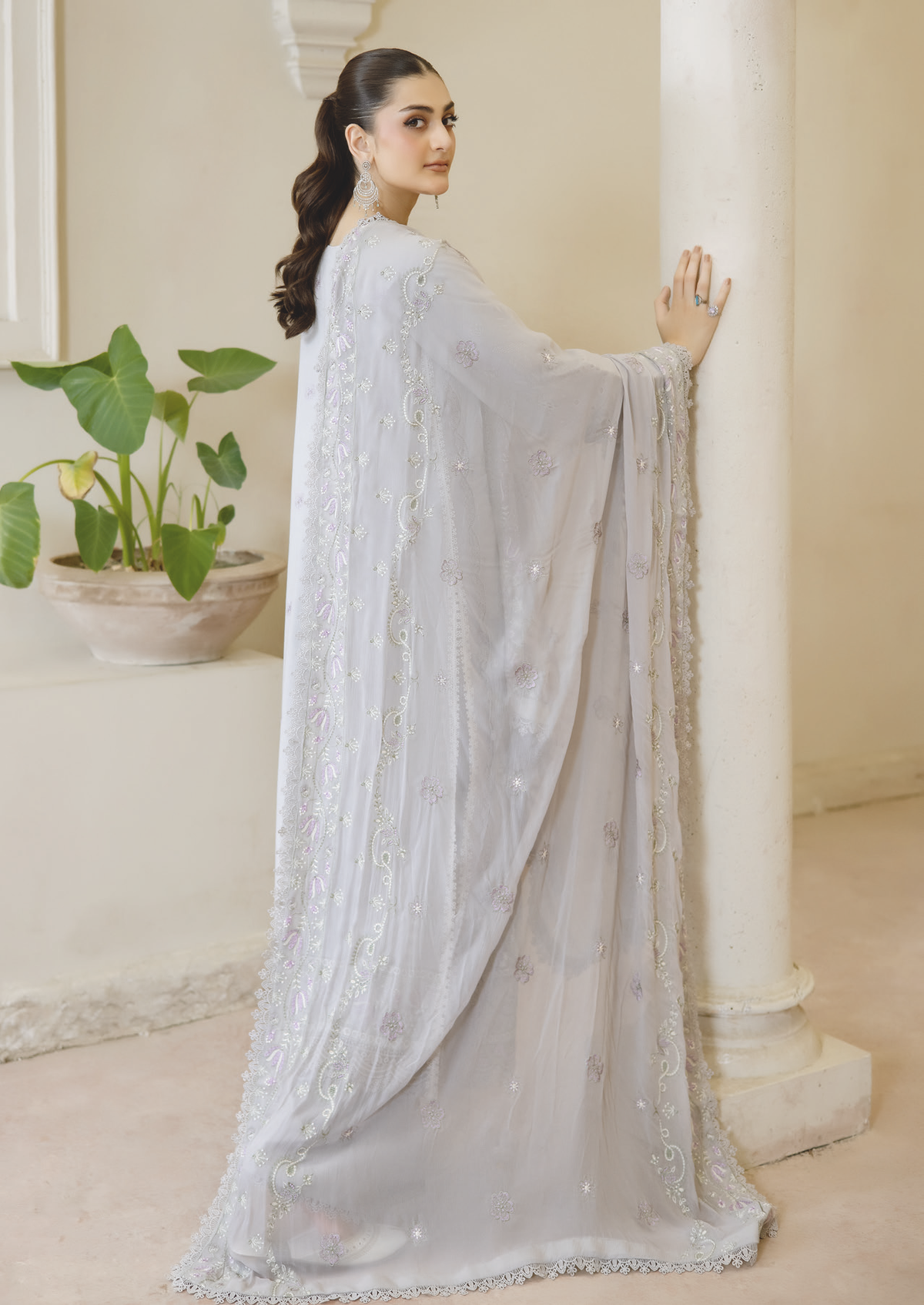 Designer Embroidered Karandi Suit for Women | Resham Embroidery & Bamber Chiffon Dupatta