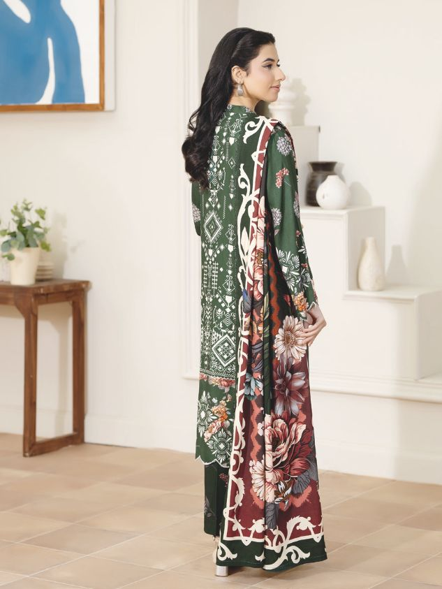 Embroidered Staple Slub 3-Piece with Printed Shawal – Elegant Winter Outfit