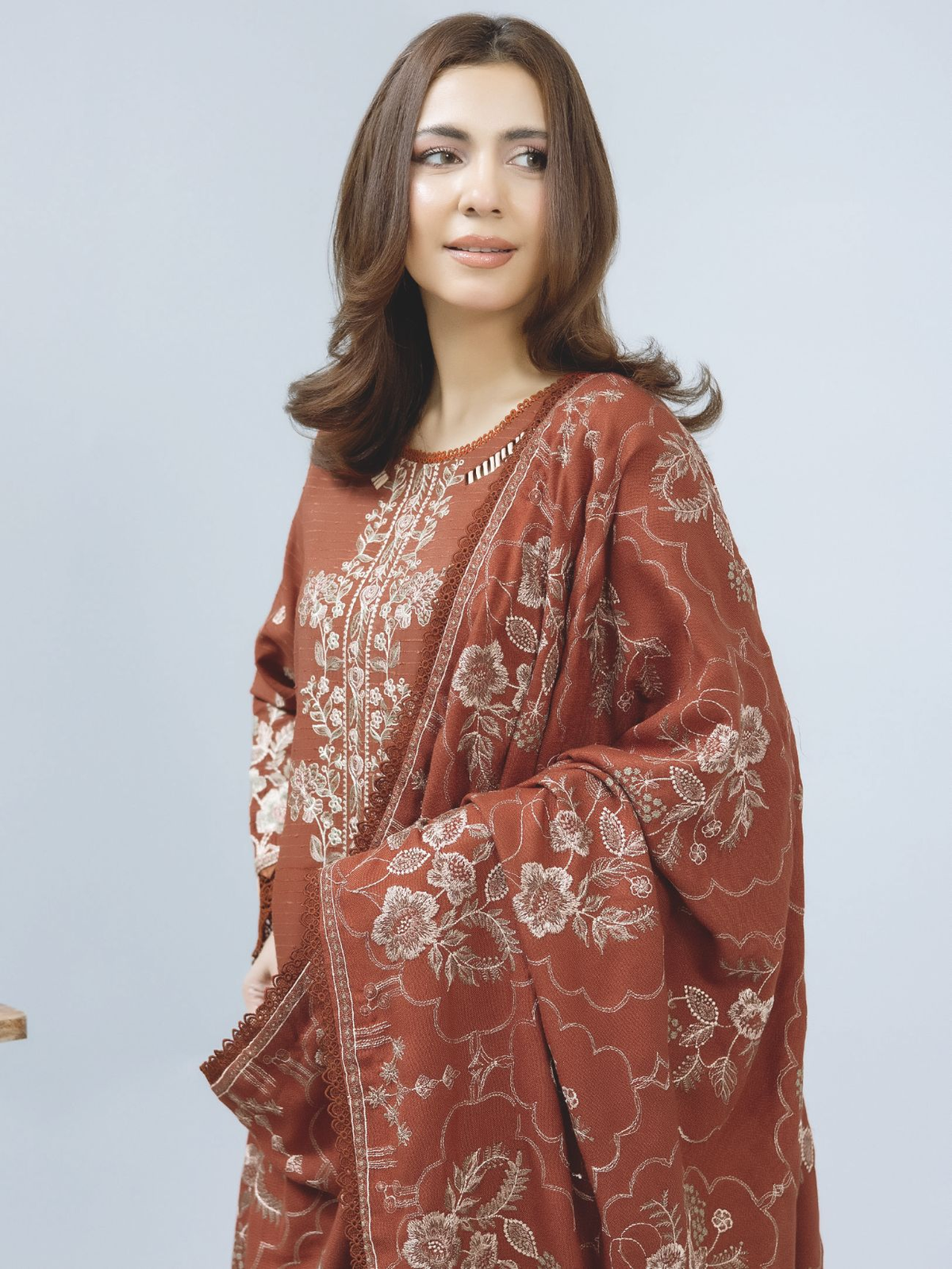 Premium Embroidered Winter Collection with Elegant Wool Shawl