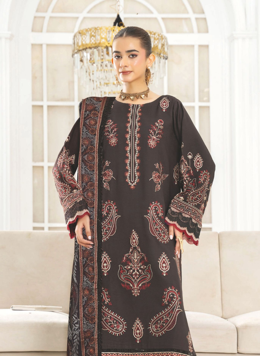 Premium Winter Embroidered Suit with Designer Shawl