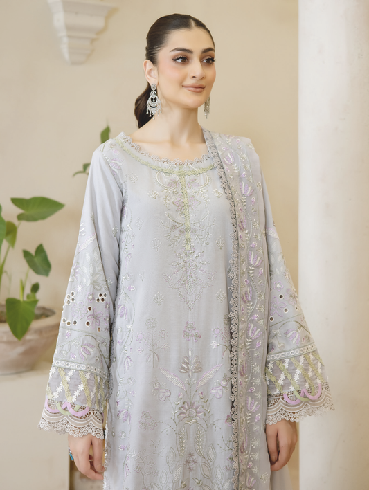 Designer Embroidered Karandi Suit for Women | Resham Embroidery & Bamber Chiffon Dupatta