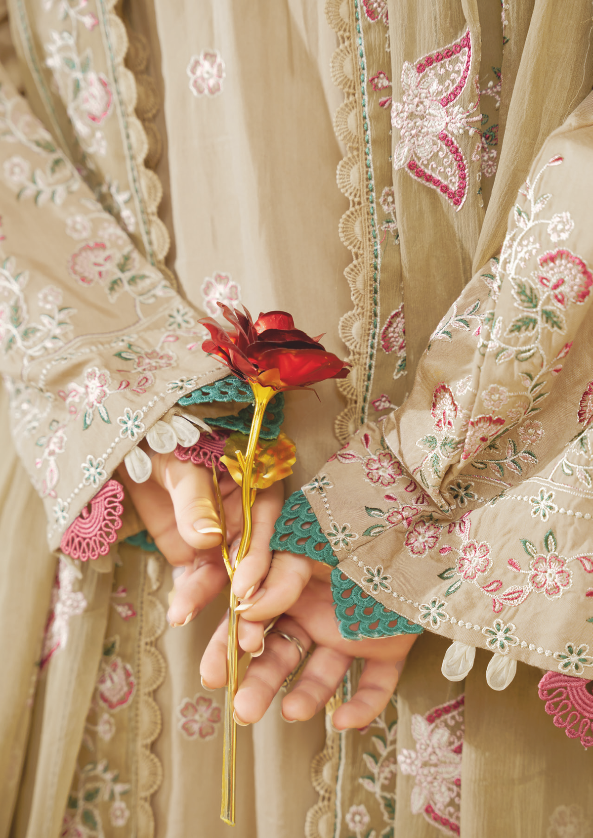 Luxury Embroidered Silk Viscose with Embroidered Bamber Chiffon Dupatta