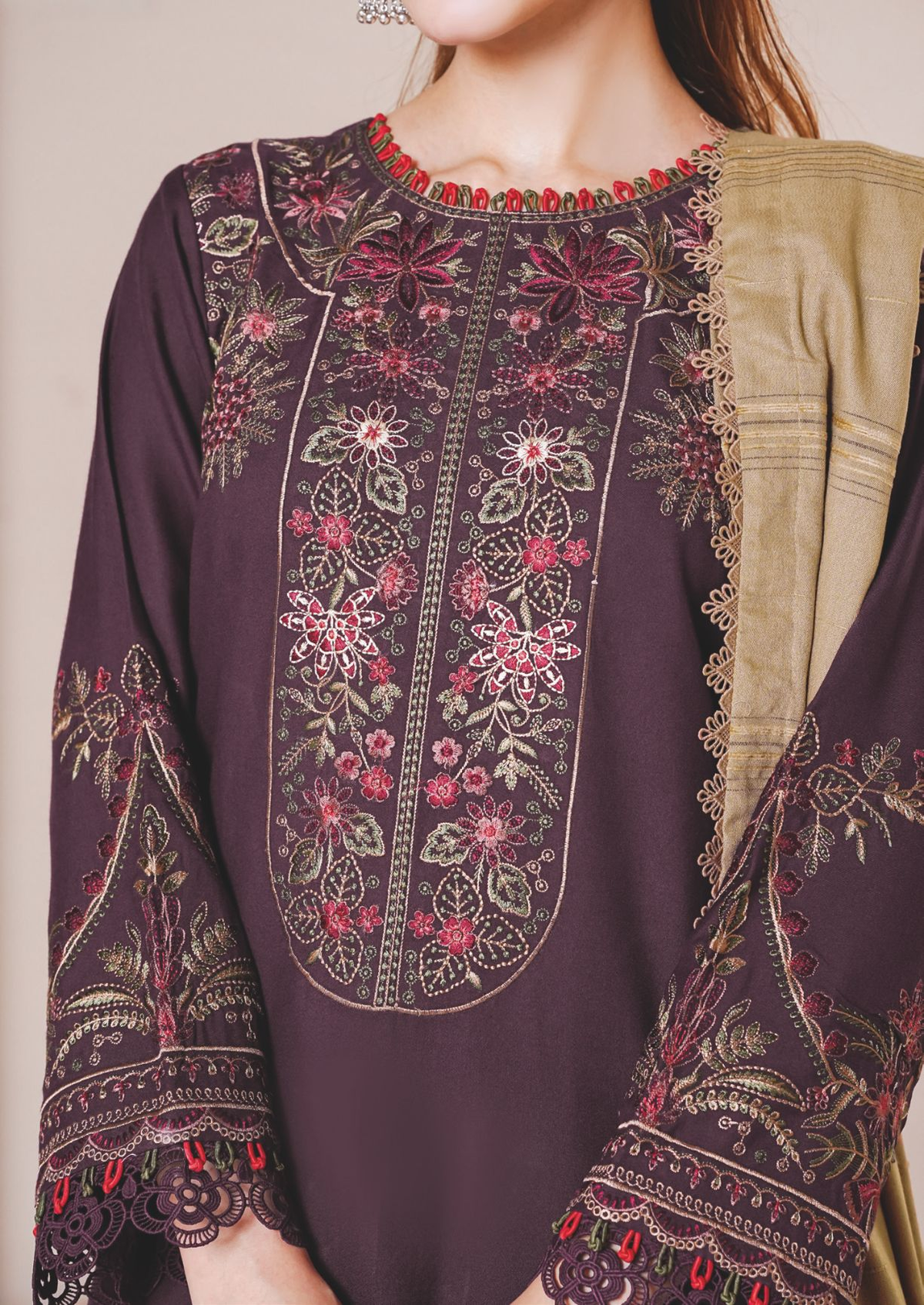 Premium Embroidered Winter Collection with Luxury Jacquard Shawl