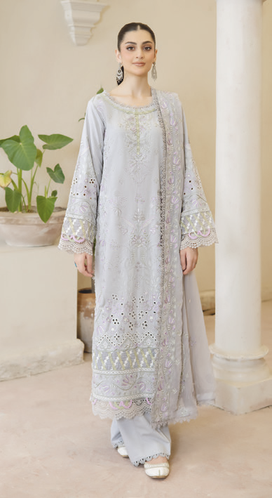 Designer Embroidered Karandi Suit for Women | Resham Embroidery & Bamber Chiffon Dupatta