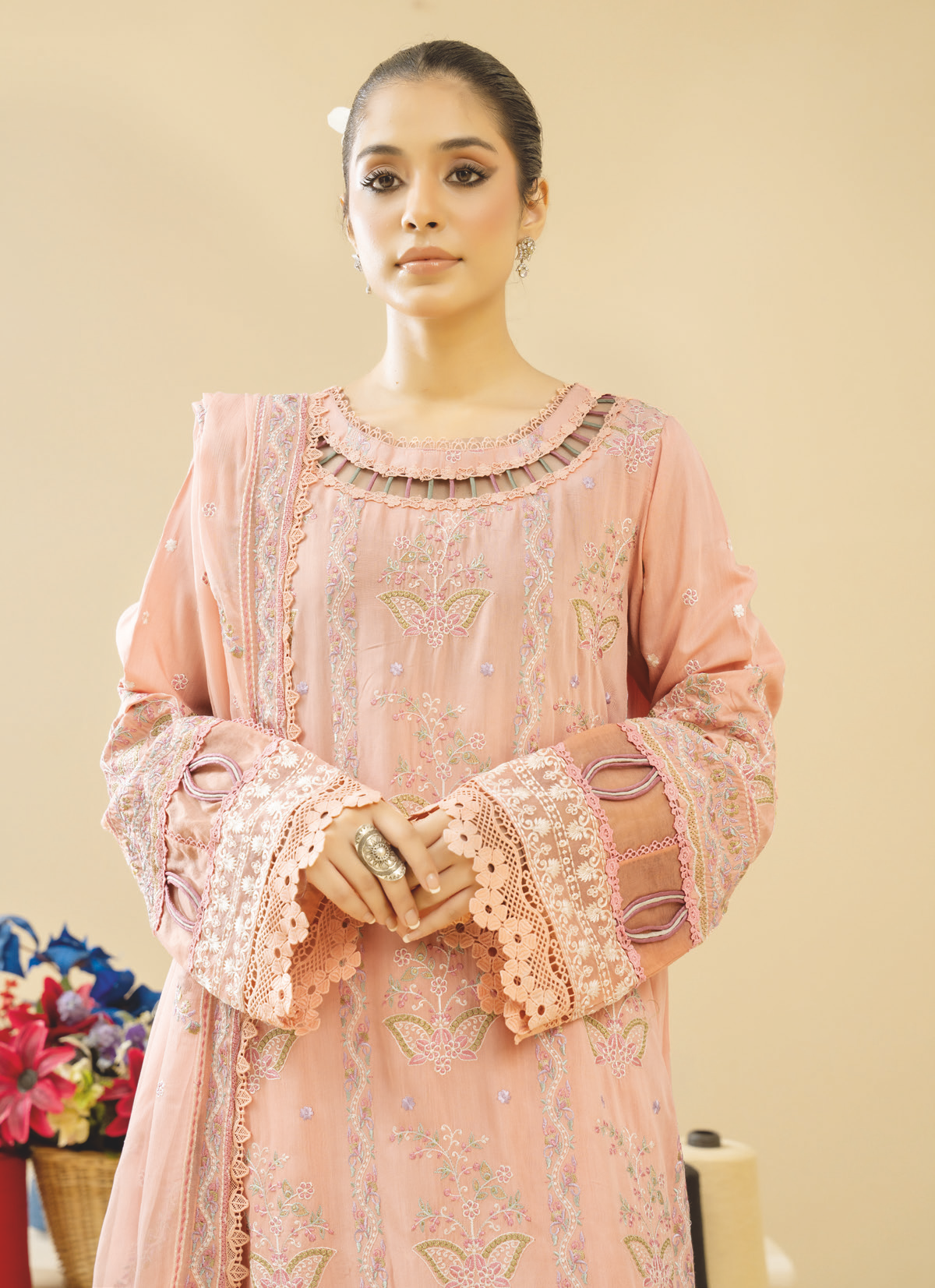 Premium Silk Viscose Embroidered Suit for Women