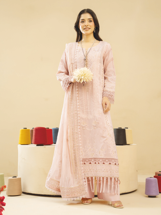 Luxury Resham Embroidered Karandi Dress | Embroidered Bamber Chiffon Dupatta | Winter Wear