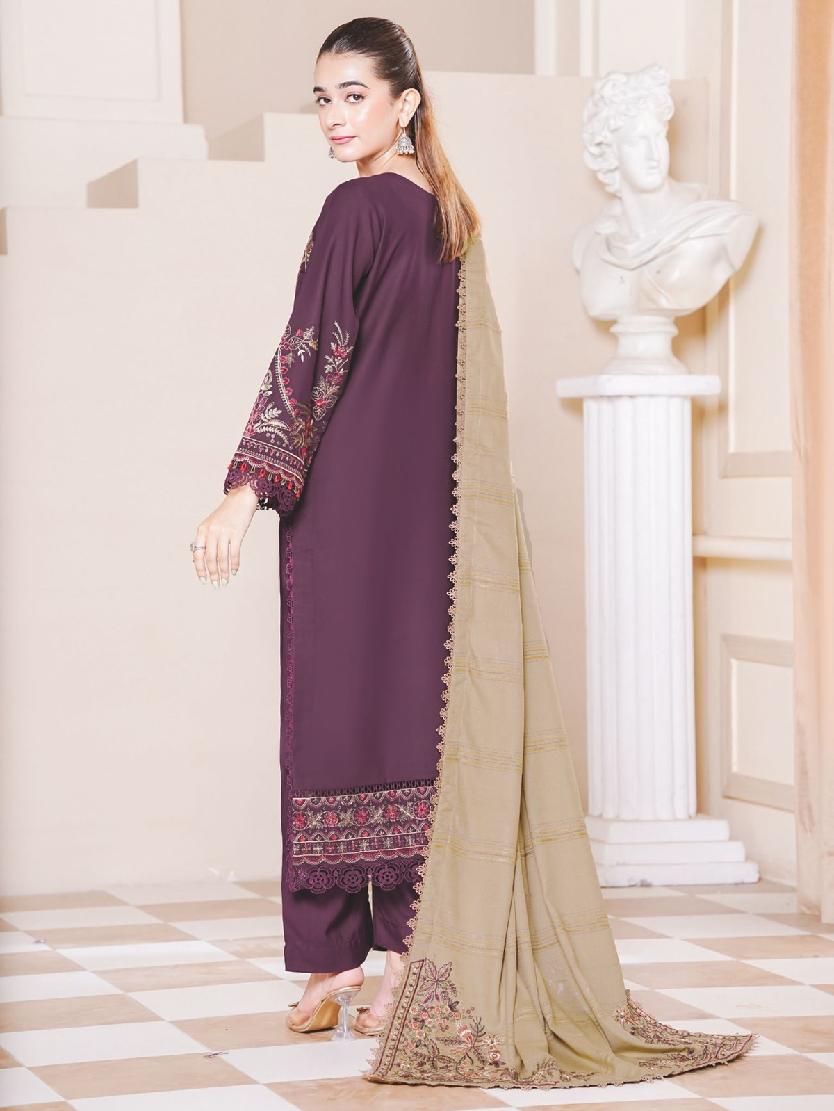 Premium Embroidered Winter Collection with Luxury Jacquard Shawl