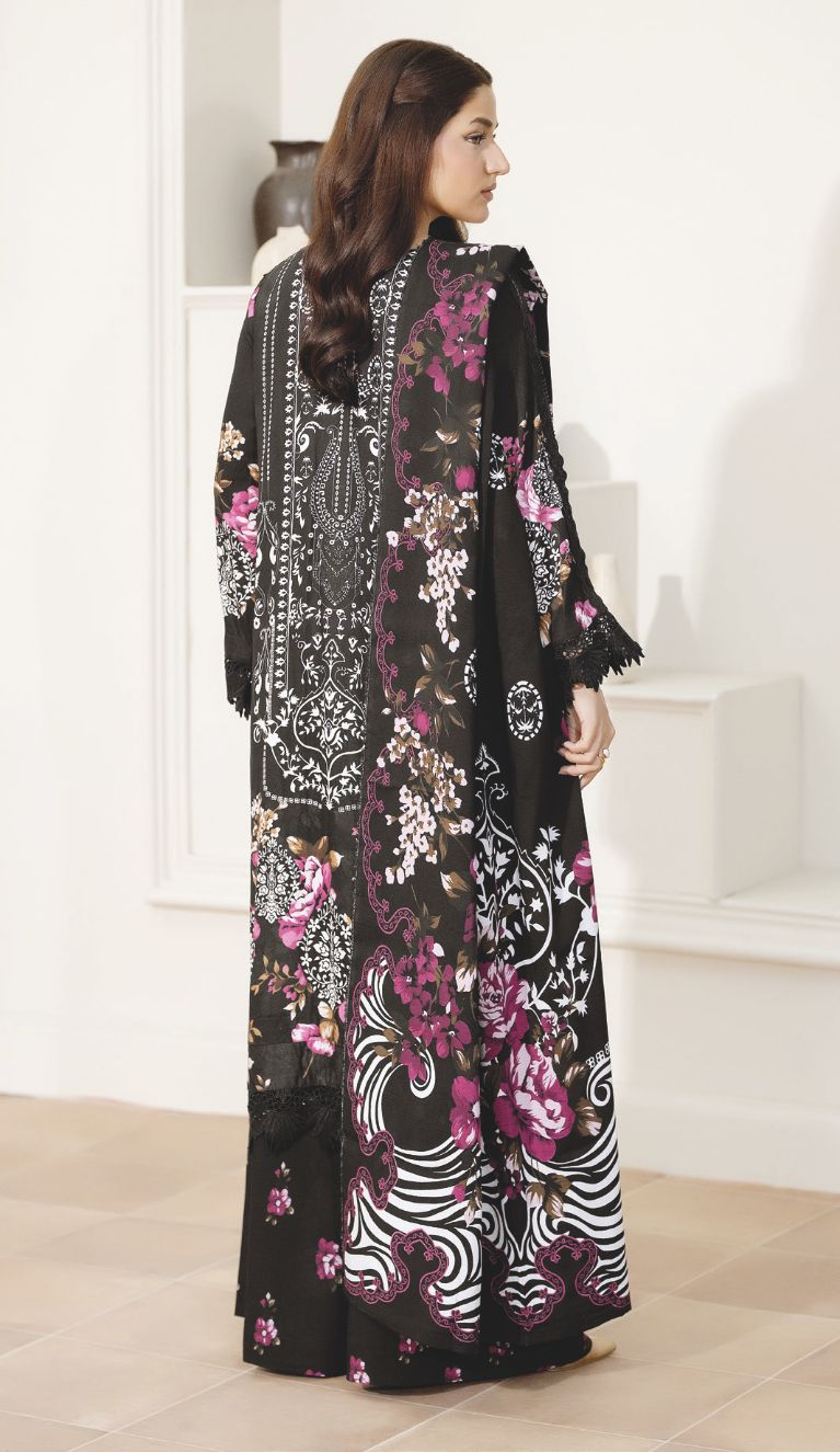 Embroidered Luxury Staple Slub Suit with Printed Shawal – Elegant Winter Collection