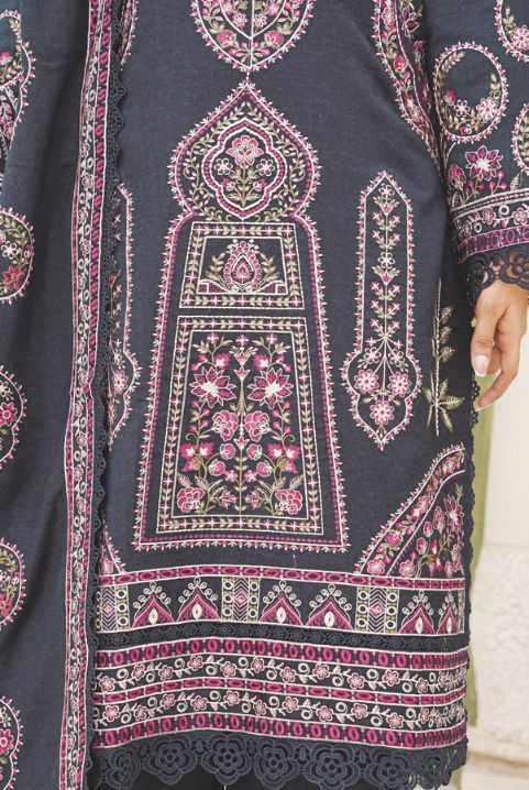 Premium Winter Peach Leather Suit with Embroidered Wool Shawl