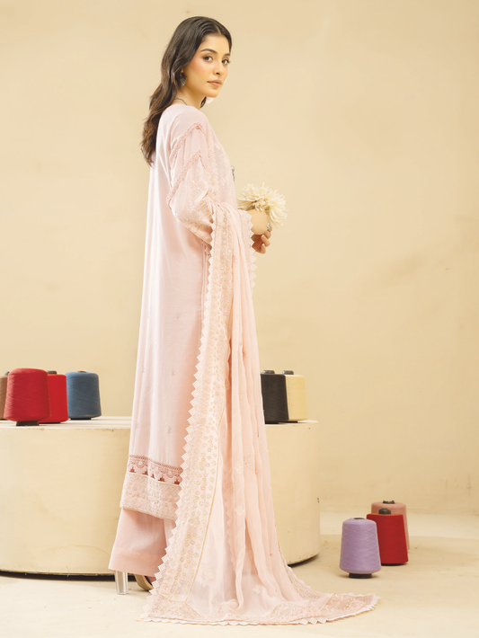 Luxury Resham Embroidered Karandi Dress | Embroidered Bamber Chiffon Dupatta | Winter Wear