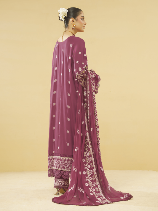 Embroidered Silk Viscose 3 Piece Suit with Embroidered Bamber Chiffon Dupatta