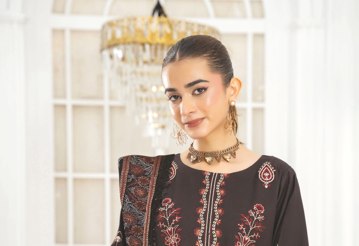 Premium Winter Embroidered Suit with Designer Shawl