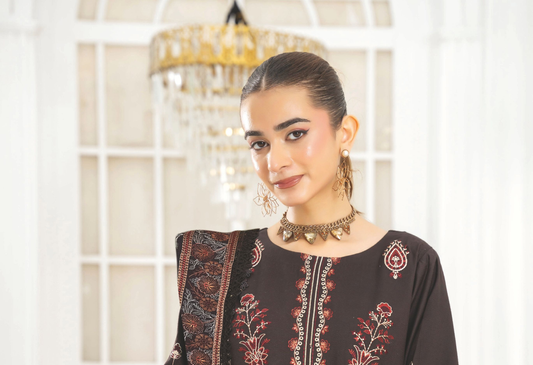 Premium Winter Embroidered Suit with Designer Shawl