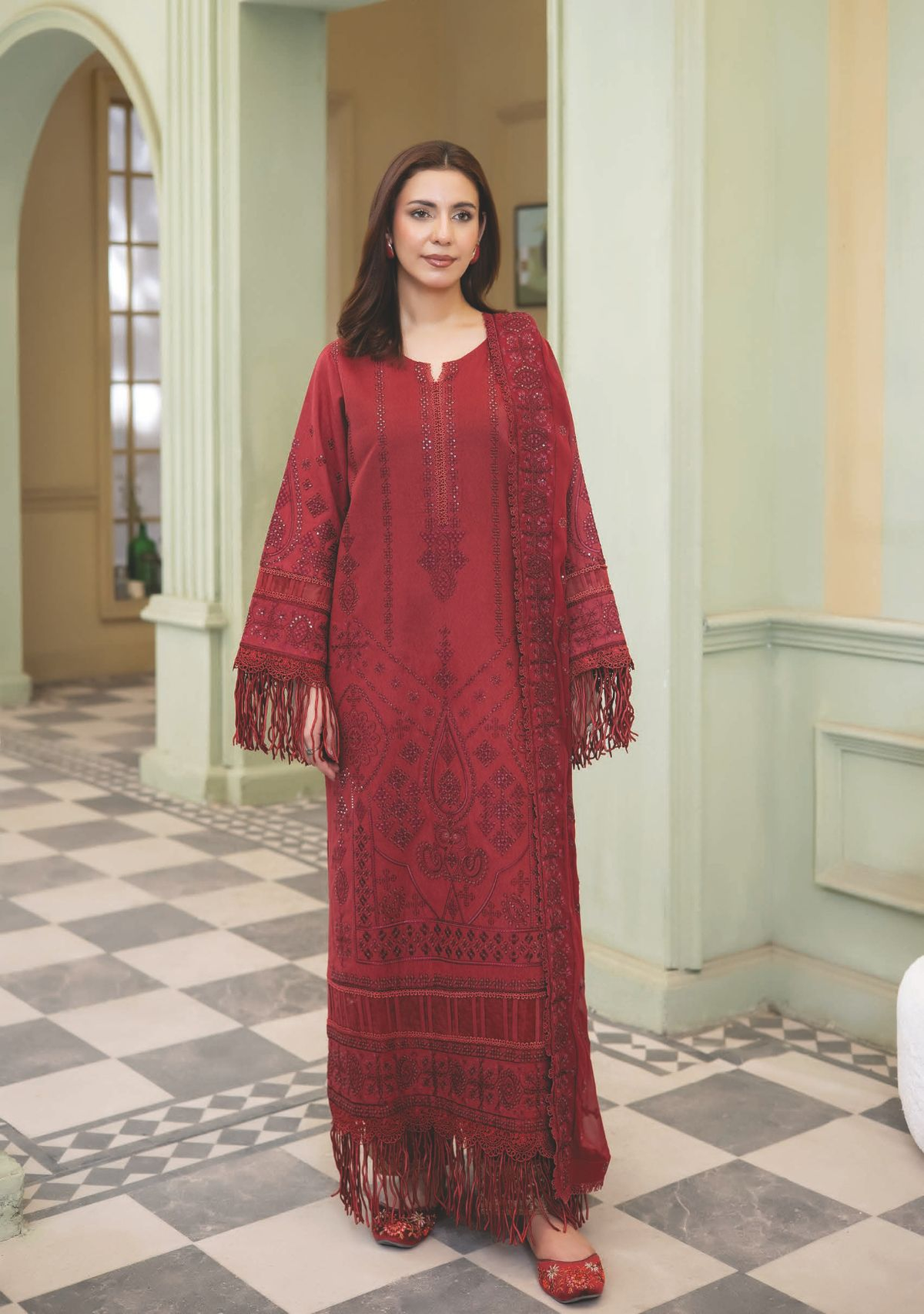 Premium Embroidered Karandi Unstitched Suit for Women