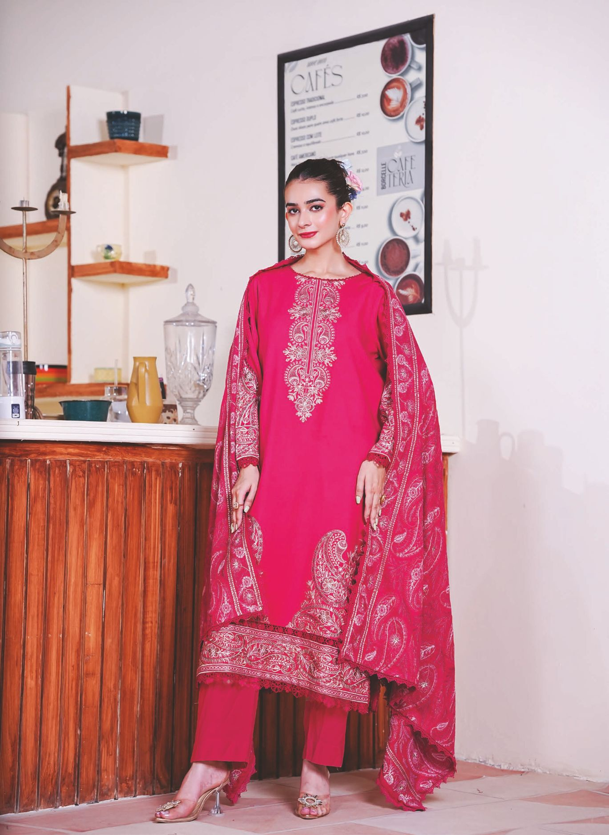 Premium Embroidered Winter Suit with Luxury Shawl