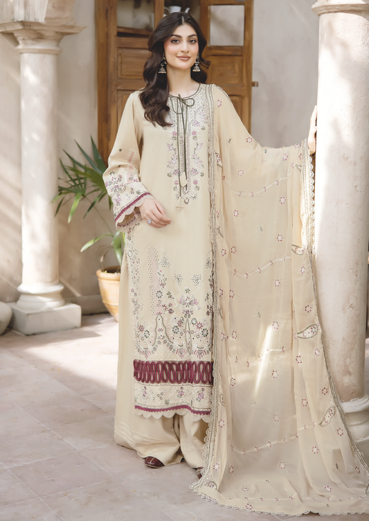 Embroidered Silk Viscose with Embroidered Bamber Chiffon Dupatta