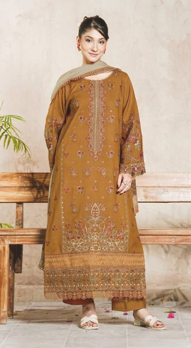 Embroidered Luxury Winter Suit with Premium Jacquard Wool Shawl