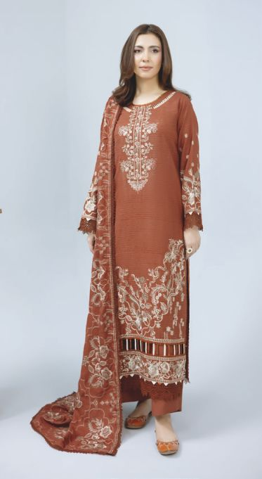 Premium Embroidered Winter Collection with Elegant Wool Shawl