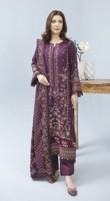 Luxury Embroidered Winter Suit with Embroidered Wool Shawl