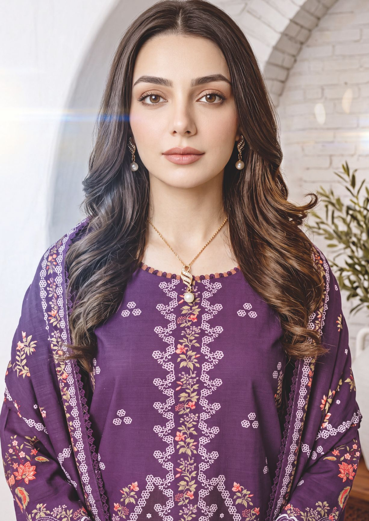 Exclusive Women's Printed Winter Suit with Matching Winter Shawl