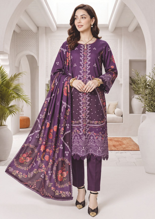 Exclusive Women's Printed Winter Suit with Matching Winter Shawl