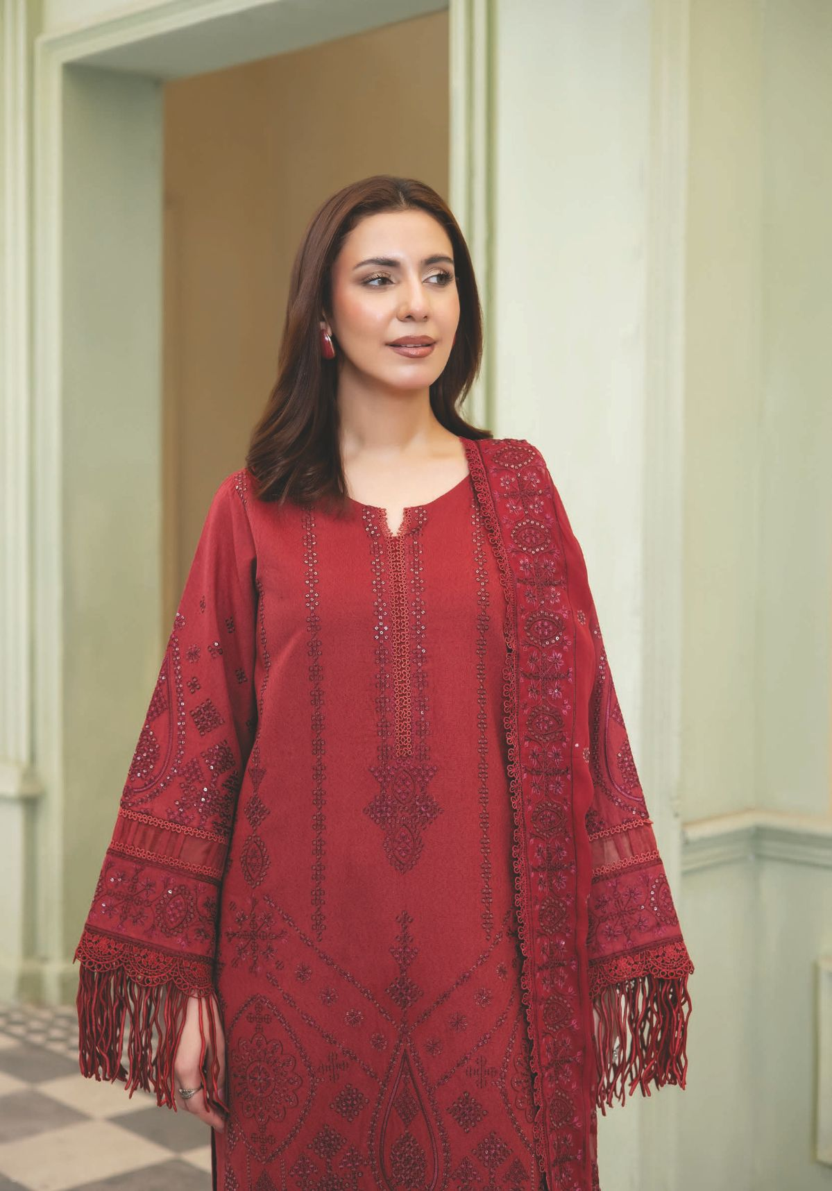 Premium Embroidered Karandi Unstitched Suit for Women